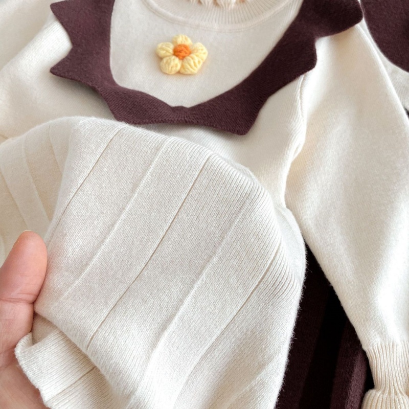 Baby Girl Knitted Flower Long Sleeve Dress