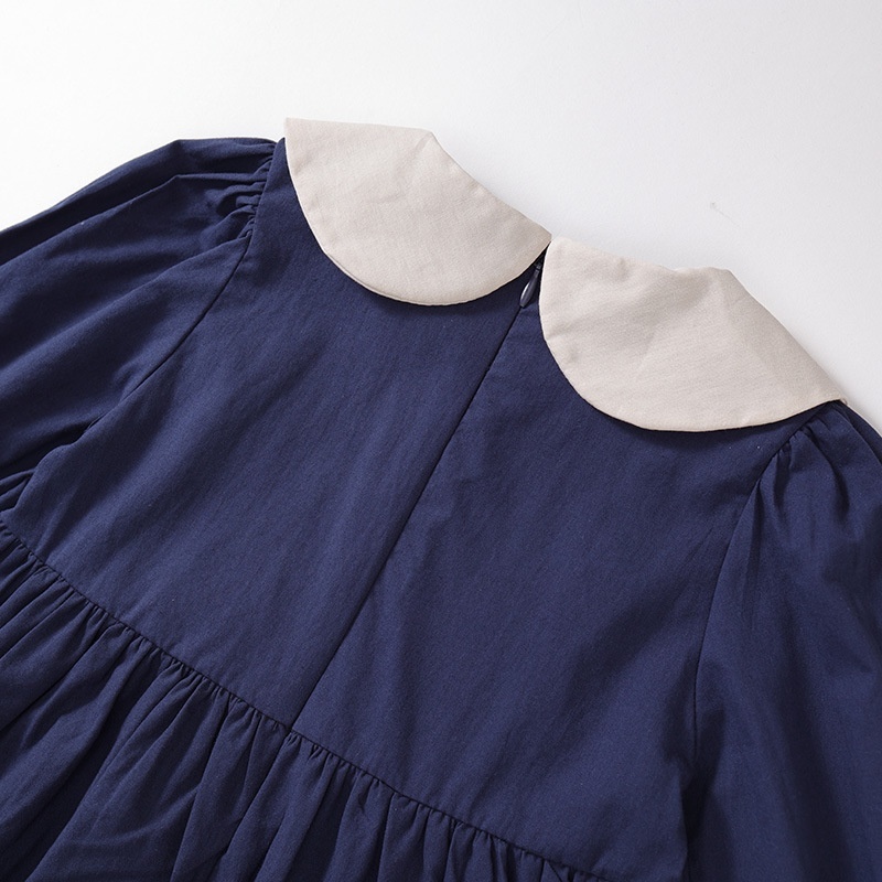 Baby Girl Babydoll Collar Bunny Embroidery Long Sleeve Dresses