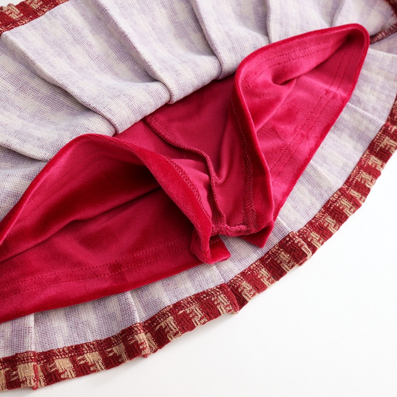 Baby Girl Sandwich Cotton Thickened Plaid Bow Set