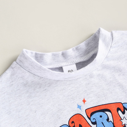 Baby Boy/Girl Independence Day Monogram Print Short Sleeve Bodysuit