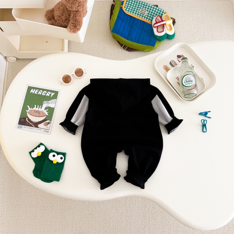 Baby Unisex Casual Letter Print Hooded Romper