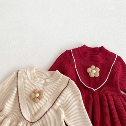 Baby Girl Floral Knit Long Sleeve Dress
