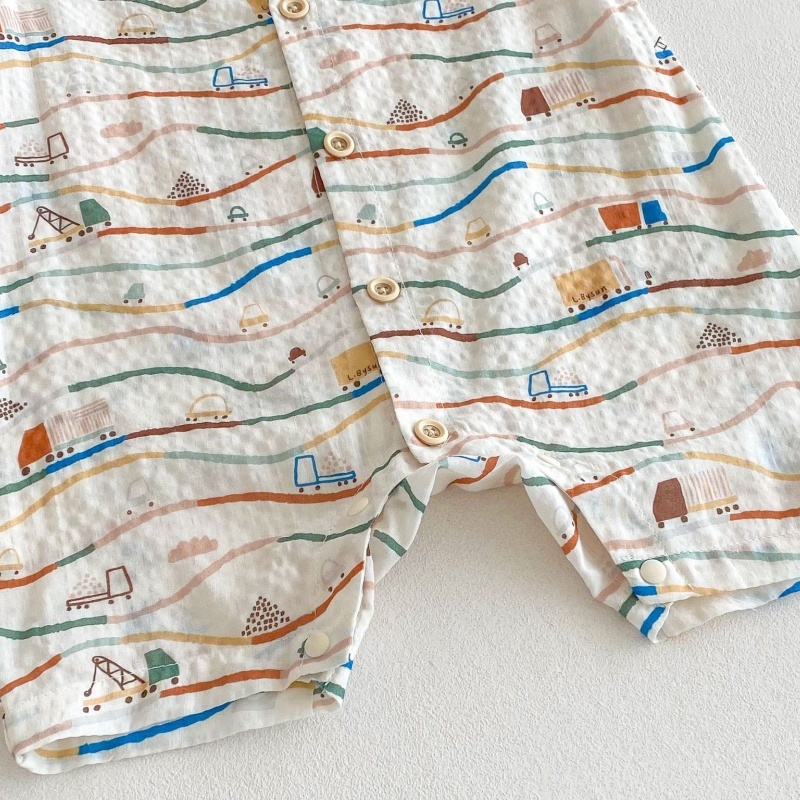 Baby Boy Car Print Short Sleeve Romper