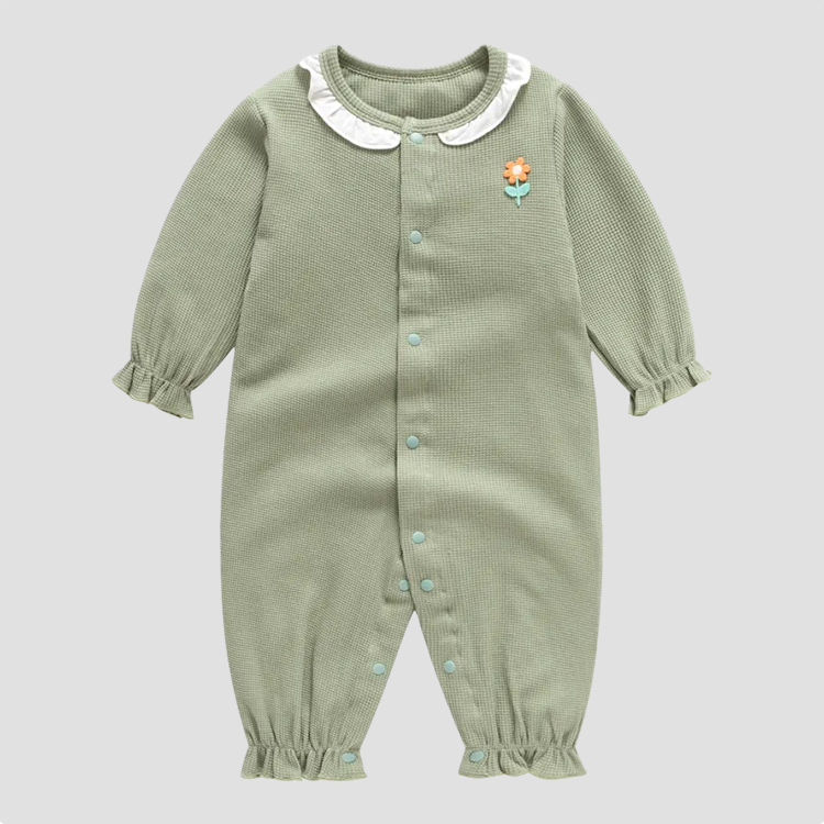 Baby Waffle Solid Color Romper