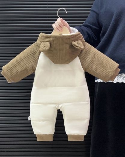 Baby Unisex Hello Bear Padded Hoodie Long Sleeve Romper