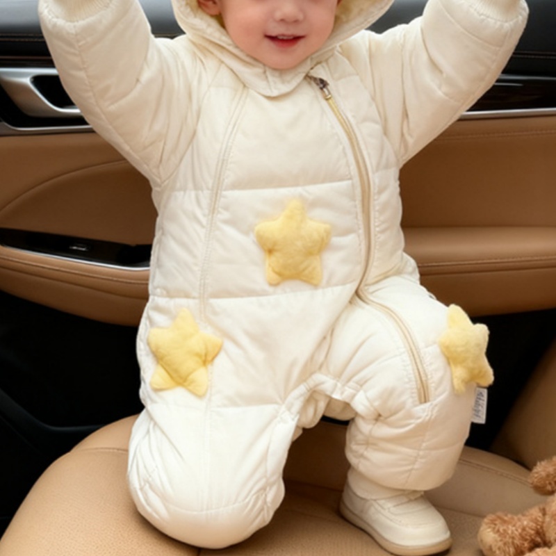 Baby Unisex Star Pointed Hat Padded Long Sleeve Romper