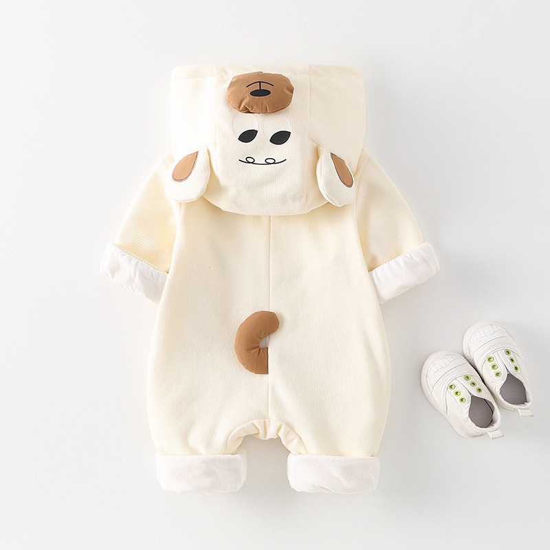 Cartoon Bear Hooded Baby Romper Outfit