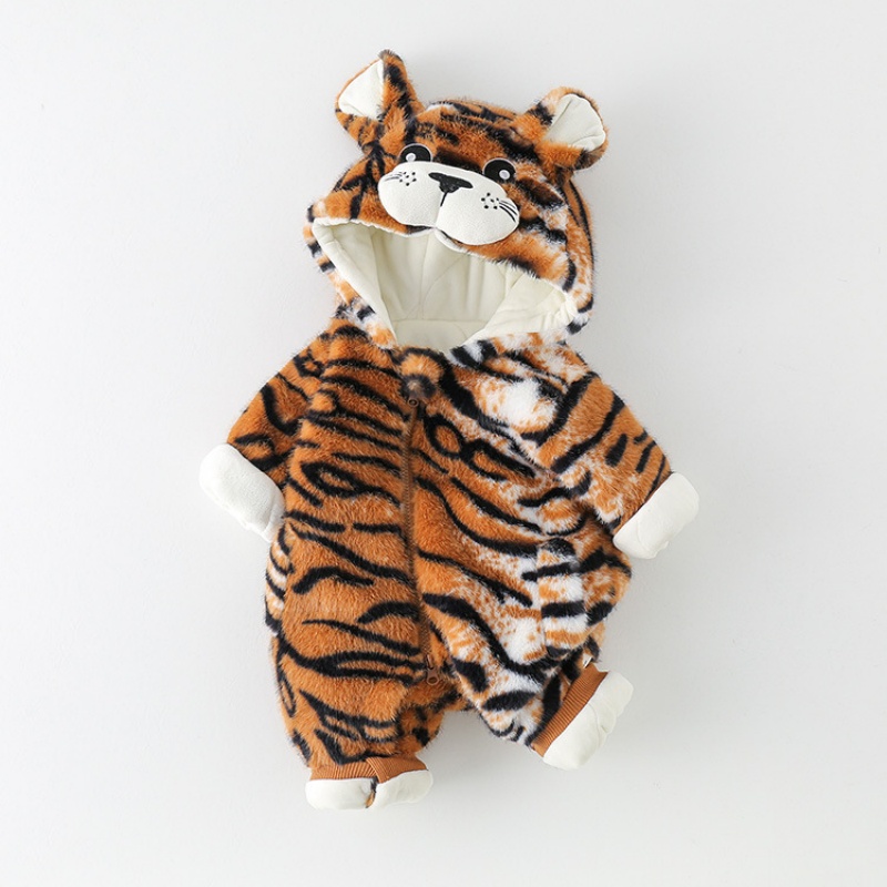 Baby Boy Cute Tiger Hooded Padded Romper