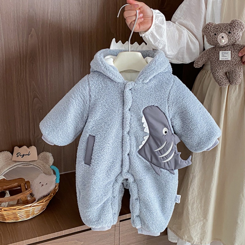Baby Boy Warm Hooded Romper