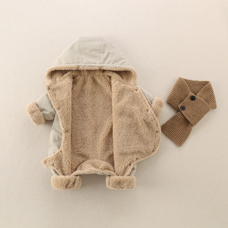 Baby Hooded Padded Romper with Scarf
