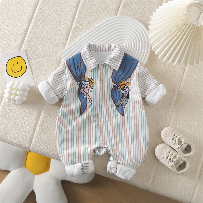 Baby Boy Striped Faux Cape Bodysuit Romper
