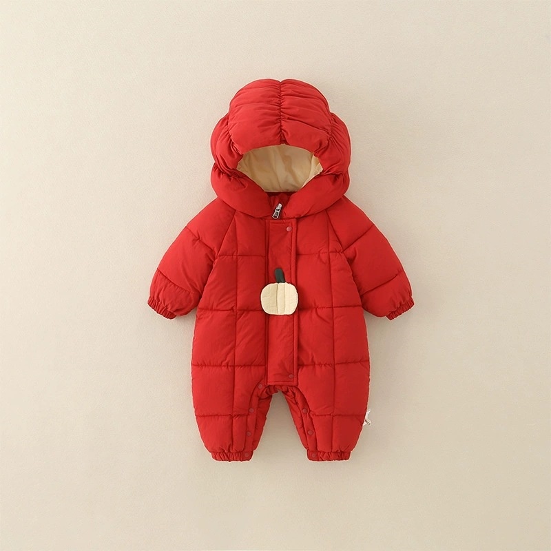 Baby Girl Hooded Zip Padded Romper