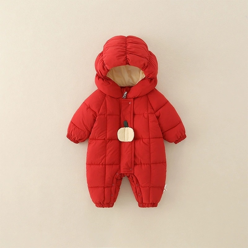 Baby Girl Hooded Zip Padded Romper