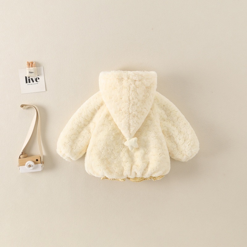 Baby Girl Cartoon Hooded Plush Jacket