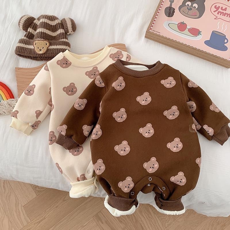 Baby Bear Print Warm Romper