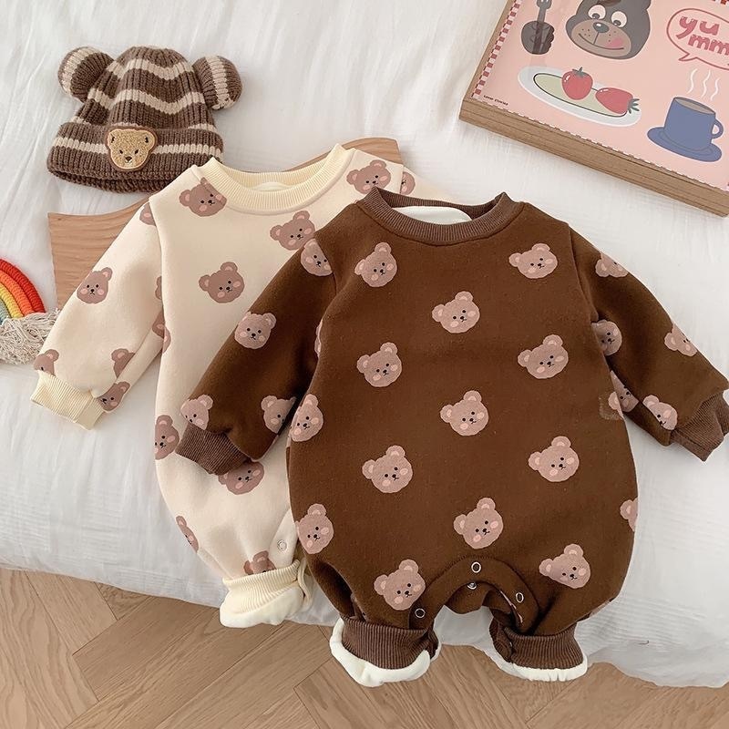 Baby Bear Print Warm Romper