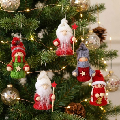 Christmas Santa Plush Hanging Ornaments 5 Pcs
