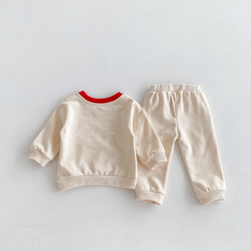 2pcs Baby Girl/Boy Apple Letters Long Sleeve Set