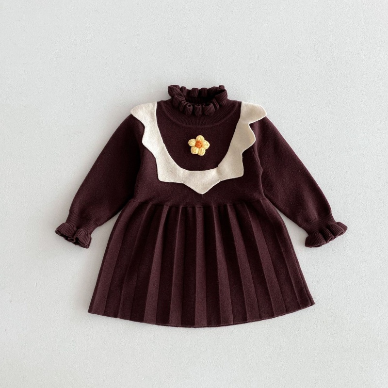Baby Girl Knitted Flower Long Sleeve Dress