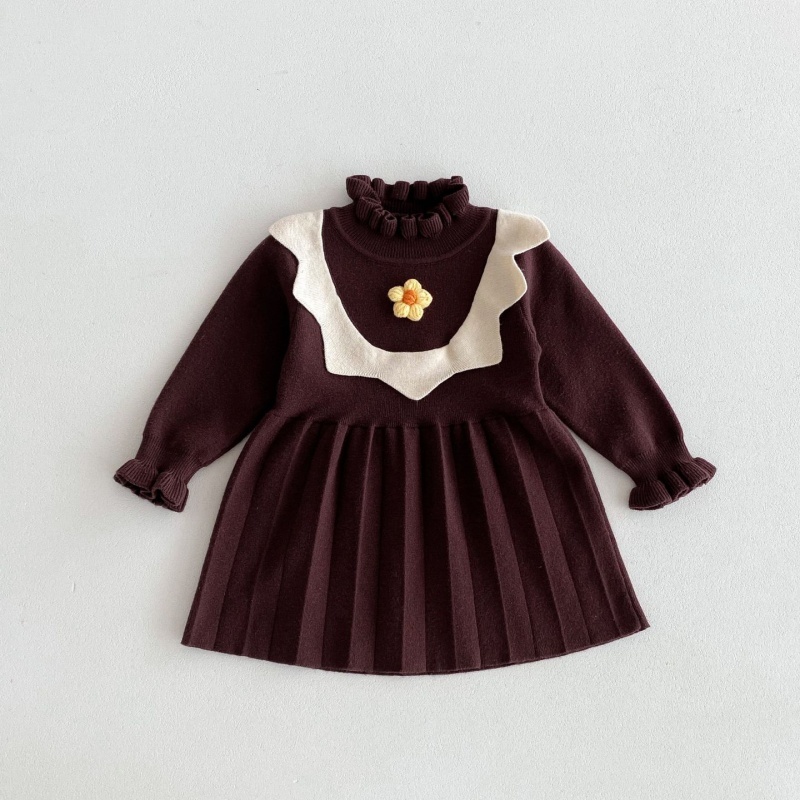Baby Girl Knitted Flower Long Sleeve Dress