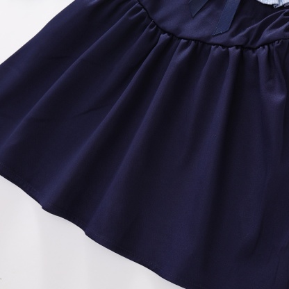 Baby Girl College Style False Two Piece Striped Clashing Long Sleeve Dress