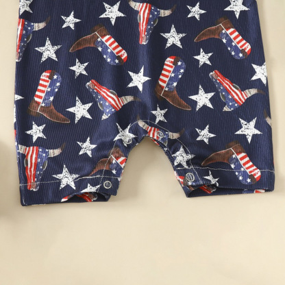 Baby Boy/Girl Letter Star Print Short Sleeve Romper