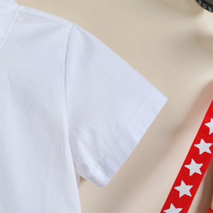 Baby Boys Independence Day Stars and streaks Gentlemen T-shirt+Suspenders 2pcs Set