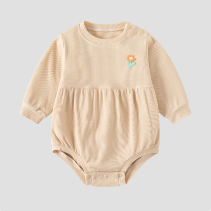 Baby Girl Waffle Solid Color Bodysuit