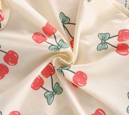 Baby Girl Bow Cherry Print Thin Romper/Bodysuit