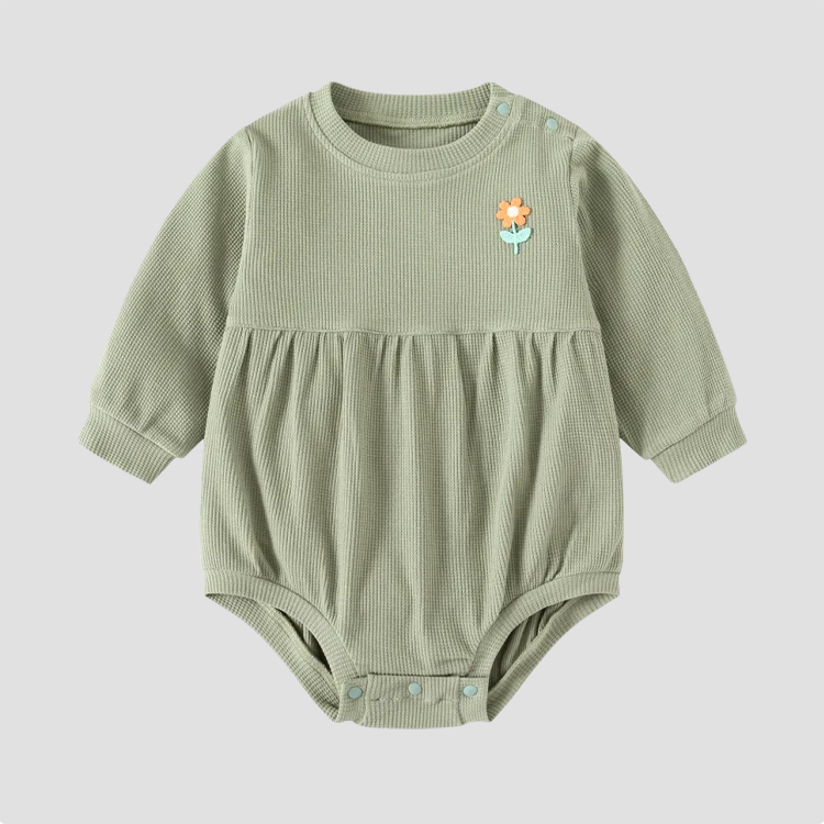Baby Waffle Solid Color Bodysuit