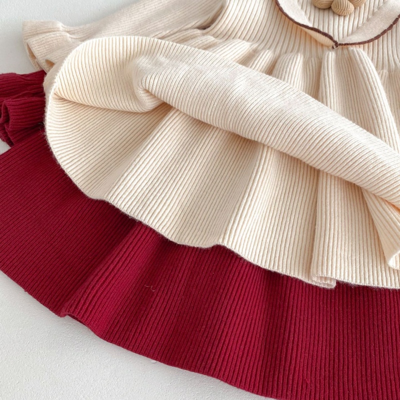 Baby Girl Floral Knit Long Sleeve Dress
