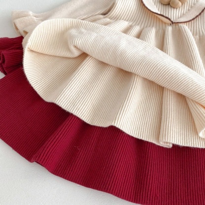Baby Girl Floral Knit Long Sleeve Dress