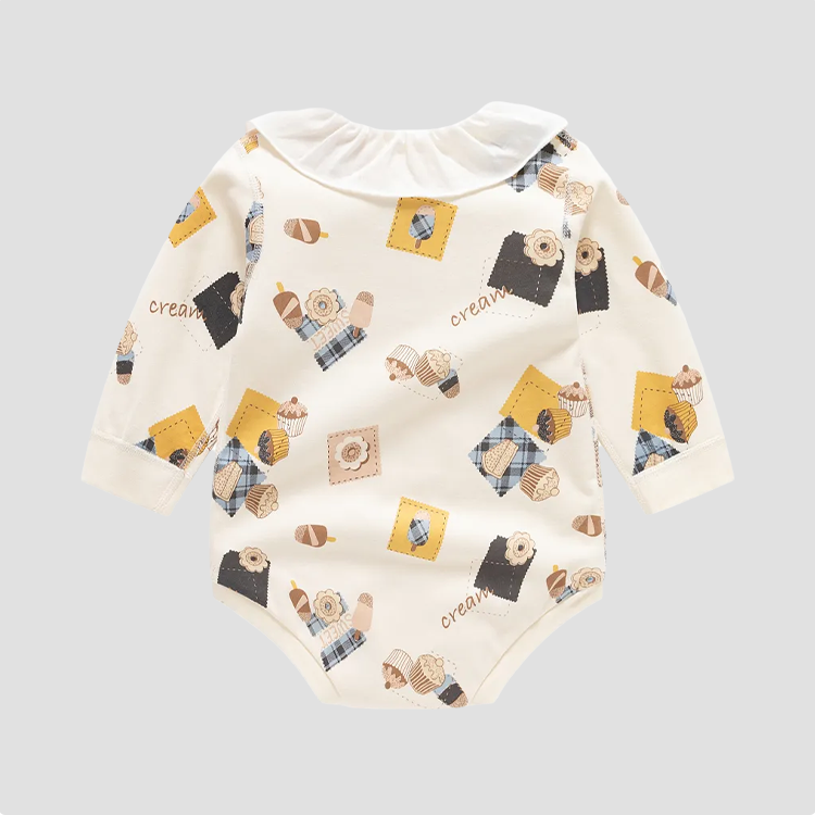 Baby Ice Cream Cake Shoulder Split Bodysuit