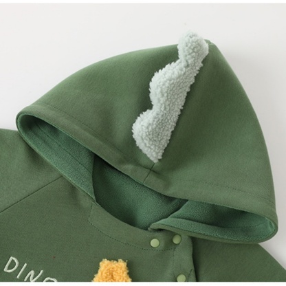 Baby Plush Dinosaur Hooded Long Sleeve Romper