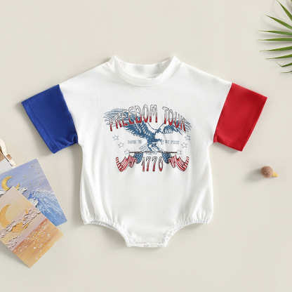 Baby Boy/Girl Independence Day Monogram Print Short Sleeve Bodysuit