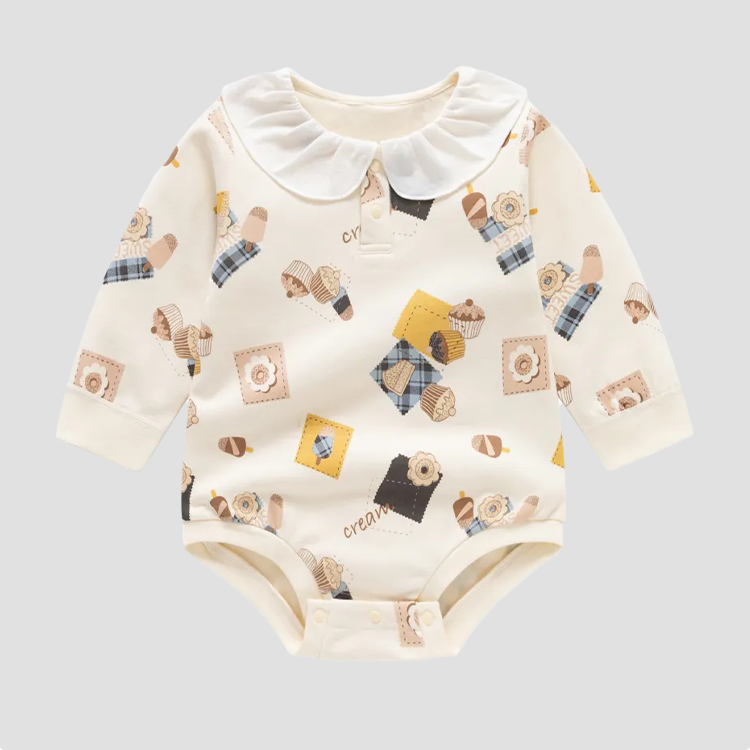Baby Ice Cream Cake Shoulder Split Bodysuit