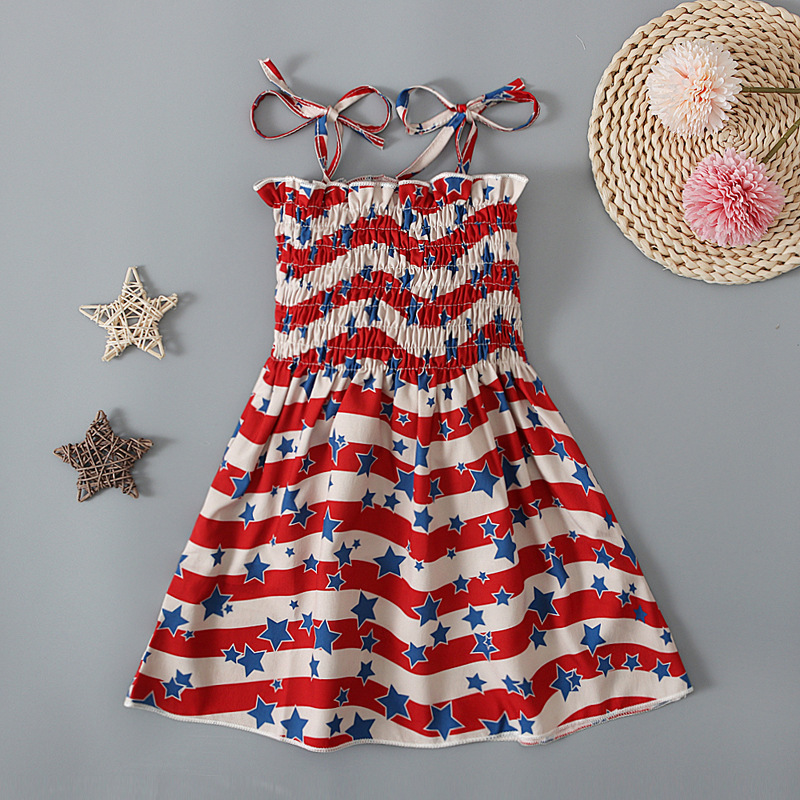 Baby Girl Independence Day Strappy Print Dress
