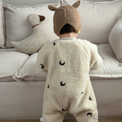 Baby Cute Moon Embroidery Padded Warmth Romper