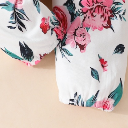 2pcs Baby Girl Cute Alphabetical Flowers Bow Long Sleeve Set With Hairband