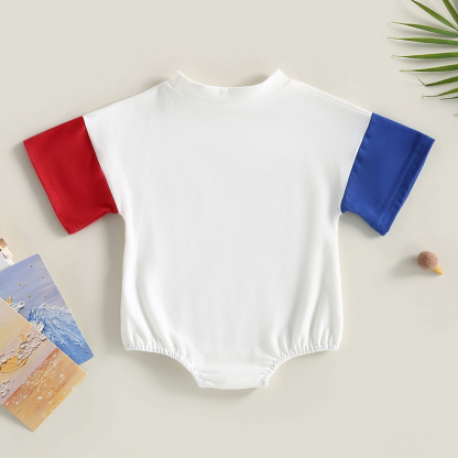 Baby Boy/Girl Independence Day Monogram Print Short Sleeve Bodysuit