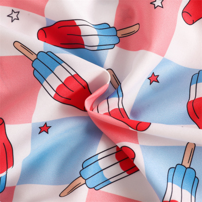 Baby Boys Independence Day Element Print Bodysuit + Suspenders 2pcs Set