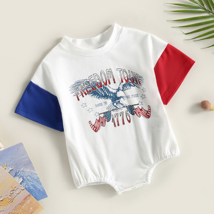 Baby Boy/Girl Independence Day Monogram Print Short Sleeve Bodysuit