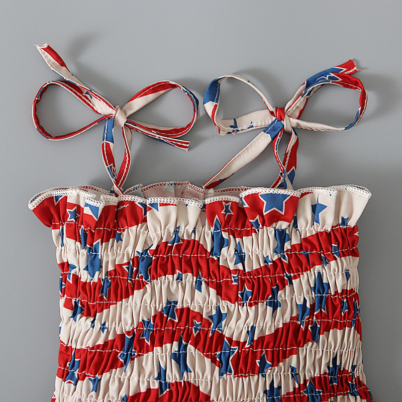 Baby Girl Independence Day Strappy Print Dress