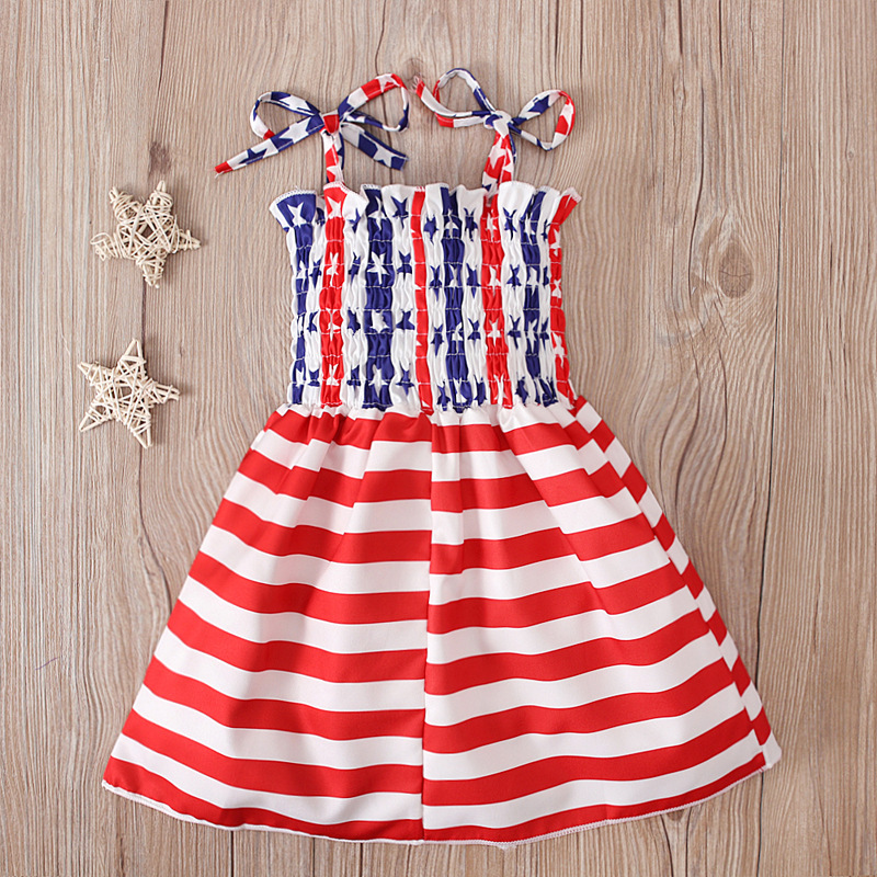 Baby Girl Independence Day Strappy Ensign Print Dress