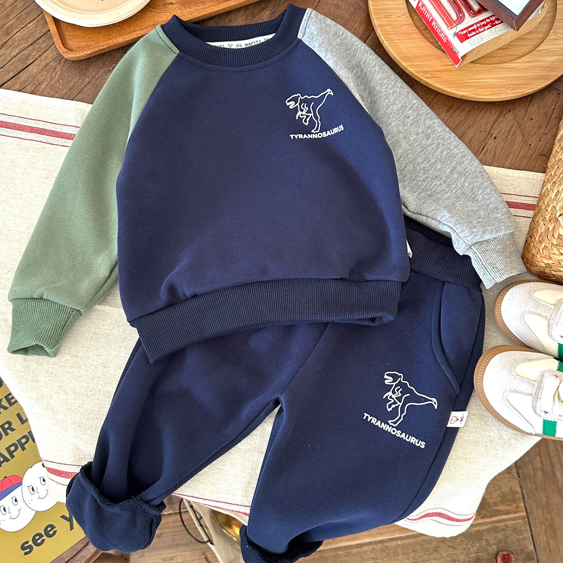 2pcs Baby Dinosaur Sweatshirt and  Pant Set