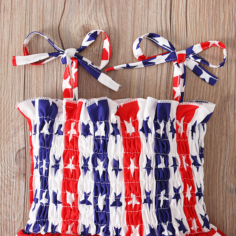 Baby Girl Independence Day Strappy Ensign Print Dress