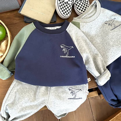 2pcs Baby Dinosaur Sweatshirt and  Pant Set