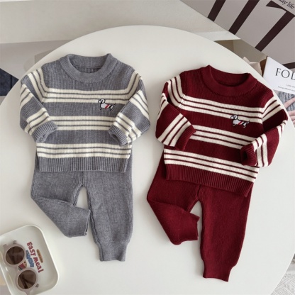 Baby Boy Sweater Stripe Two-Piece Set