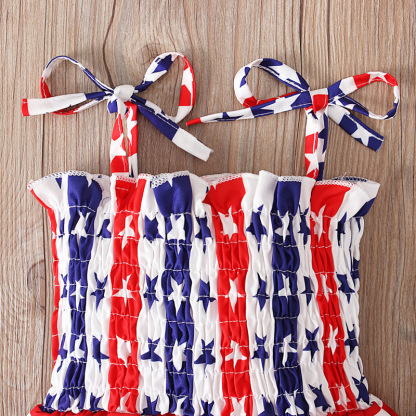 Baby Girl Independence Day Strappy Ensign Print Dress