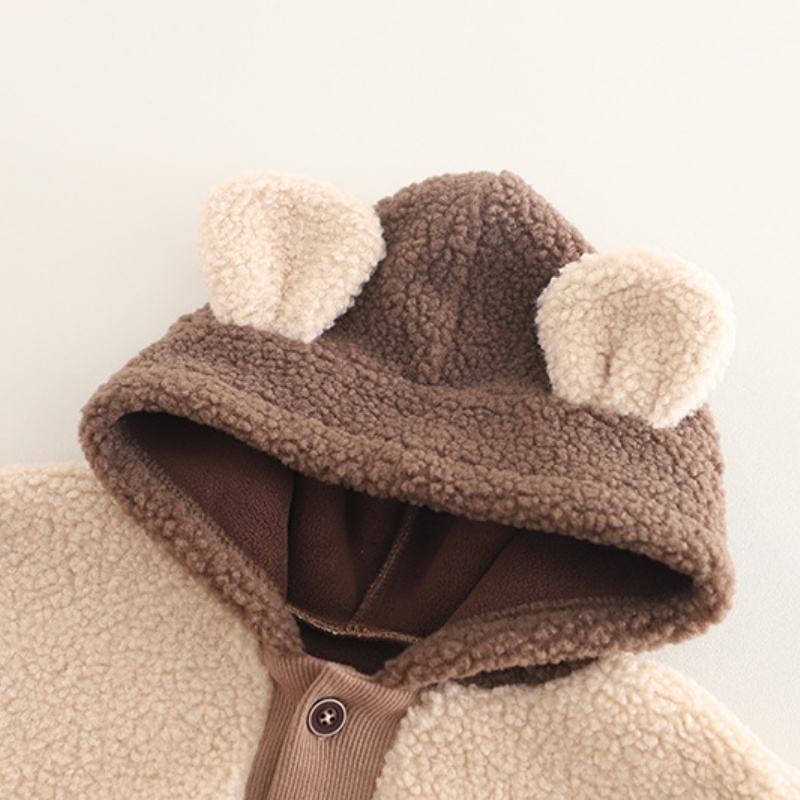 2pcs Baby Boy/Girl Bear Thickened Hooded with Scarf Set